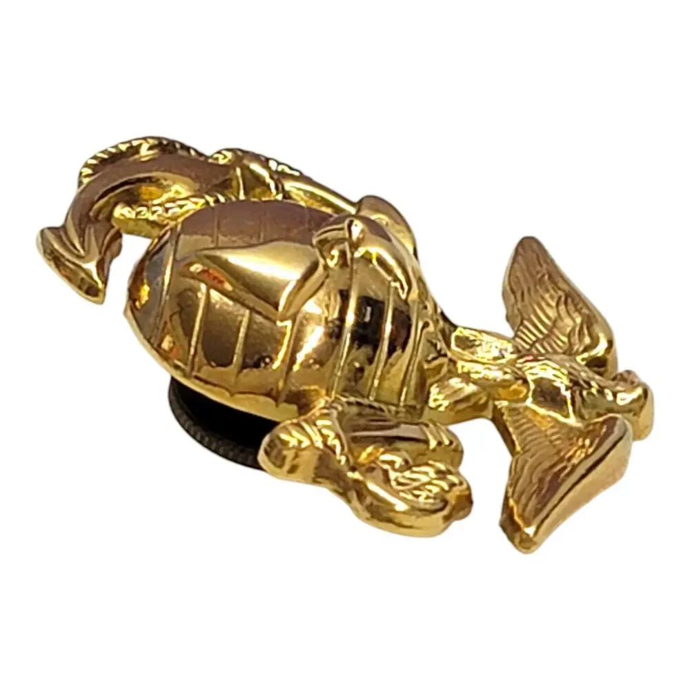 USMC EGA Eagle Globe Anchor Hat Pin Screw Back Gold Tone Marine Cap Insignia